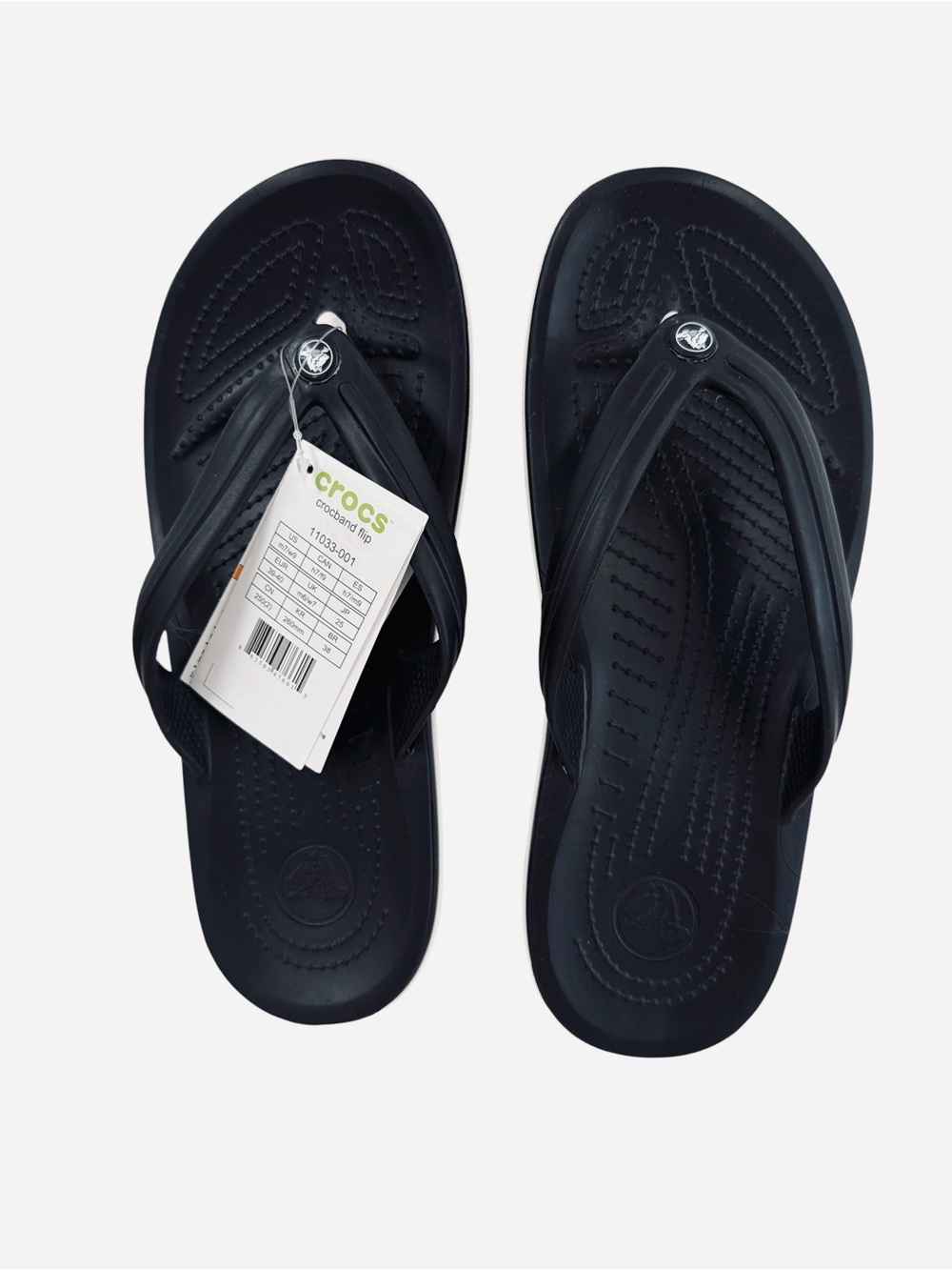 Crocs Unisex Crocband Flip Flop Sandals Beach Outdoor Black/White Size M7/W9
